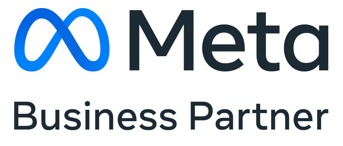 Meta logotyp med blå oändlighetssymbol och texten Meta.