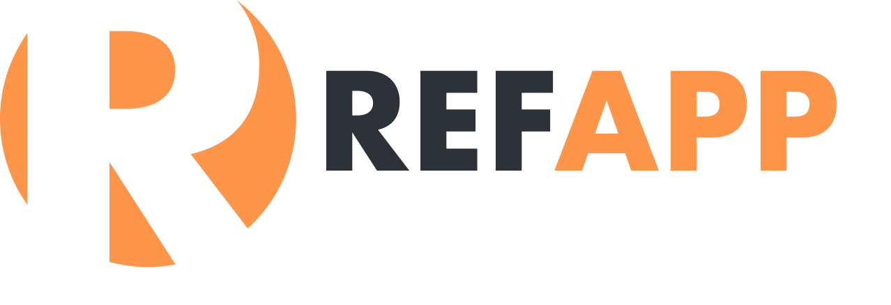 Logotyp för RefApp med texten REF i svart och APP i orange.