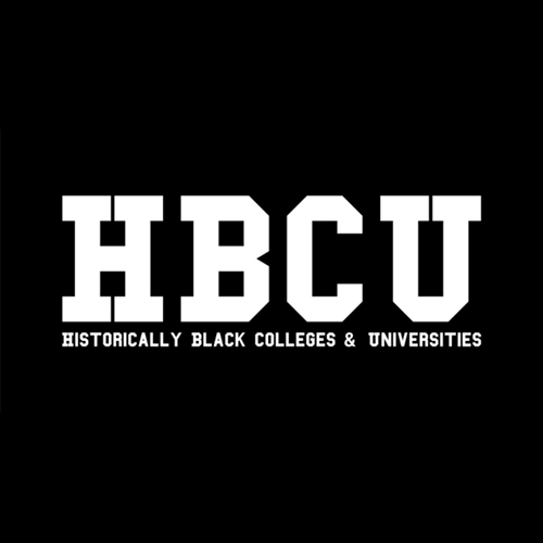 Logo with bold white letters HBCU and text Historically Black Colleges & Universities on black background.