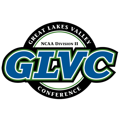 Logo of the Great Lakes Valley Conference with 'GLVC' in large blue letters and 'NCAA Division II' above.