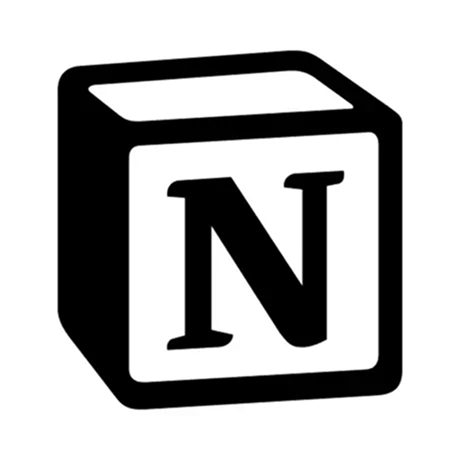 Black and white cube with the letter N on the front face, representing the Notion app logo.