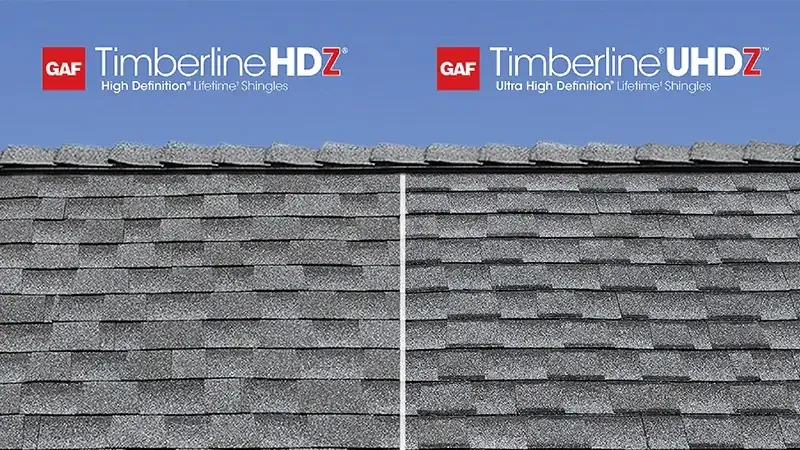 GAF Timberline UHDZ vs HDZ side-by-side comparison