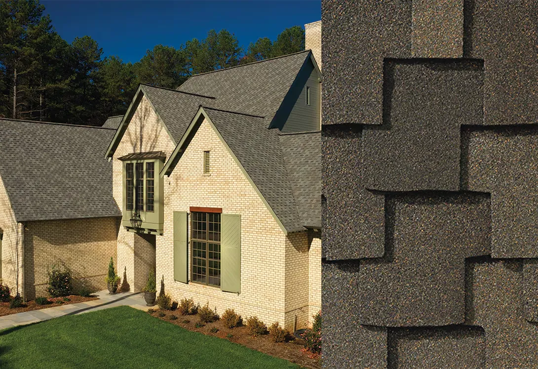 GAF Grand Sequoia Class 3 designer shingles in Weathered Wood on home