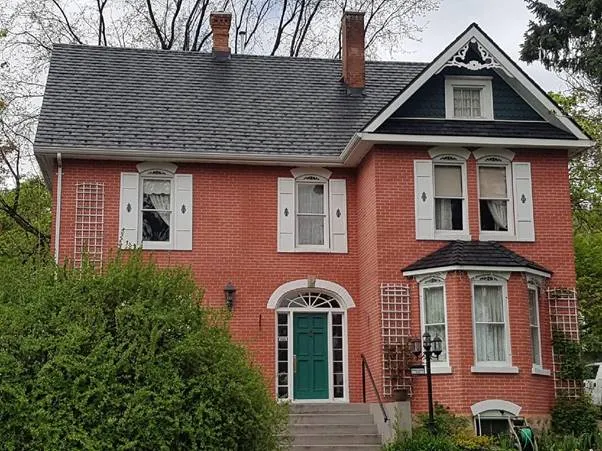 Euroshield Vermont Slate HP recycled rubber roofing installed on steep slope
