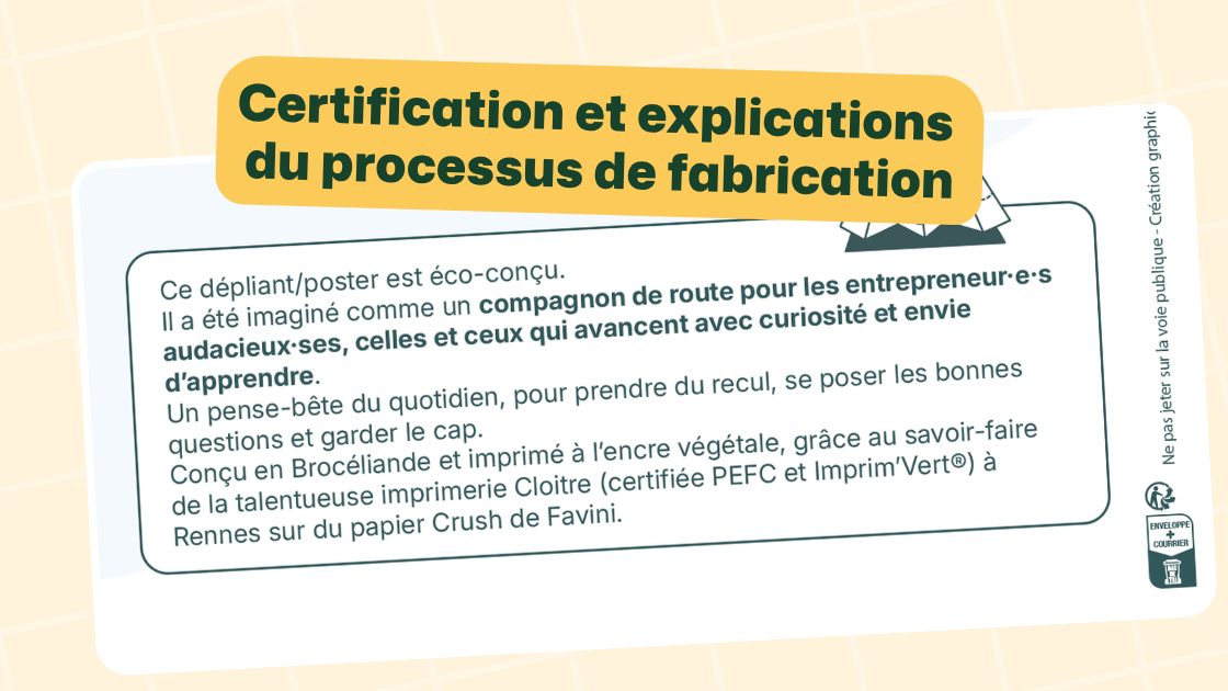 visuel avec texte explicatif sur le processus de fabrication et les mentions légales à intégrer dans un document