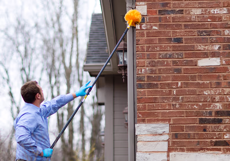miller pest control technician servicing a midwest home