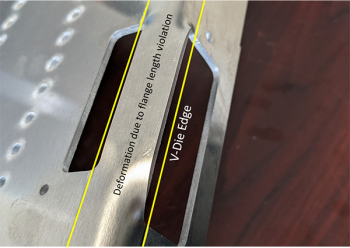 deformation of metal part due to insufficient flange support