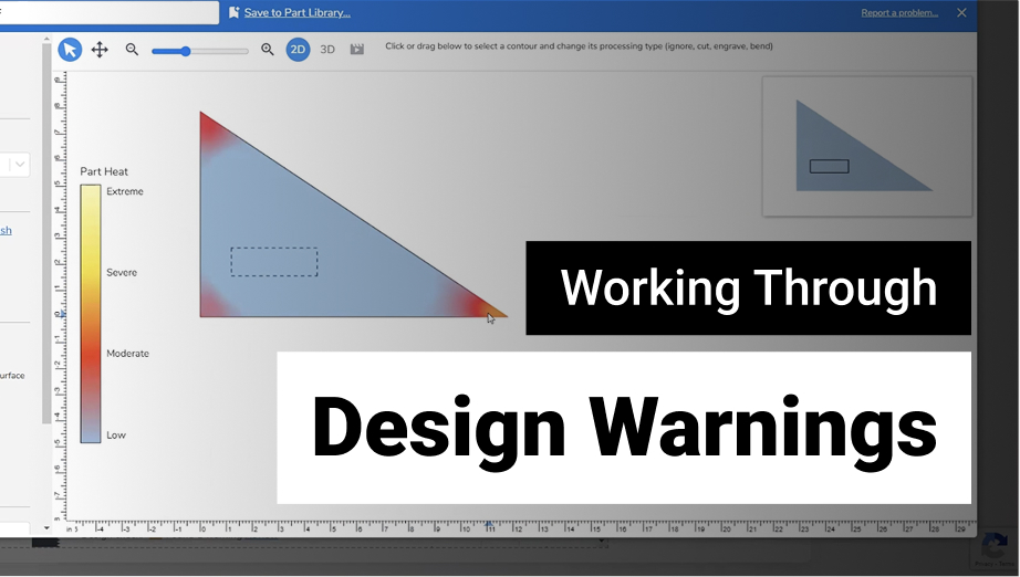 Digital rendering of a 3D part file being analyzed by OSH Cut's software.