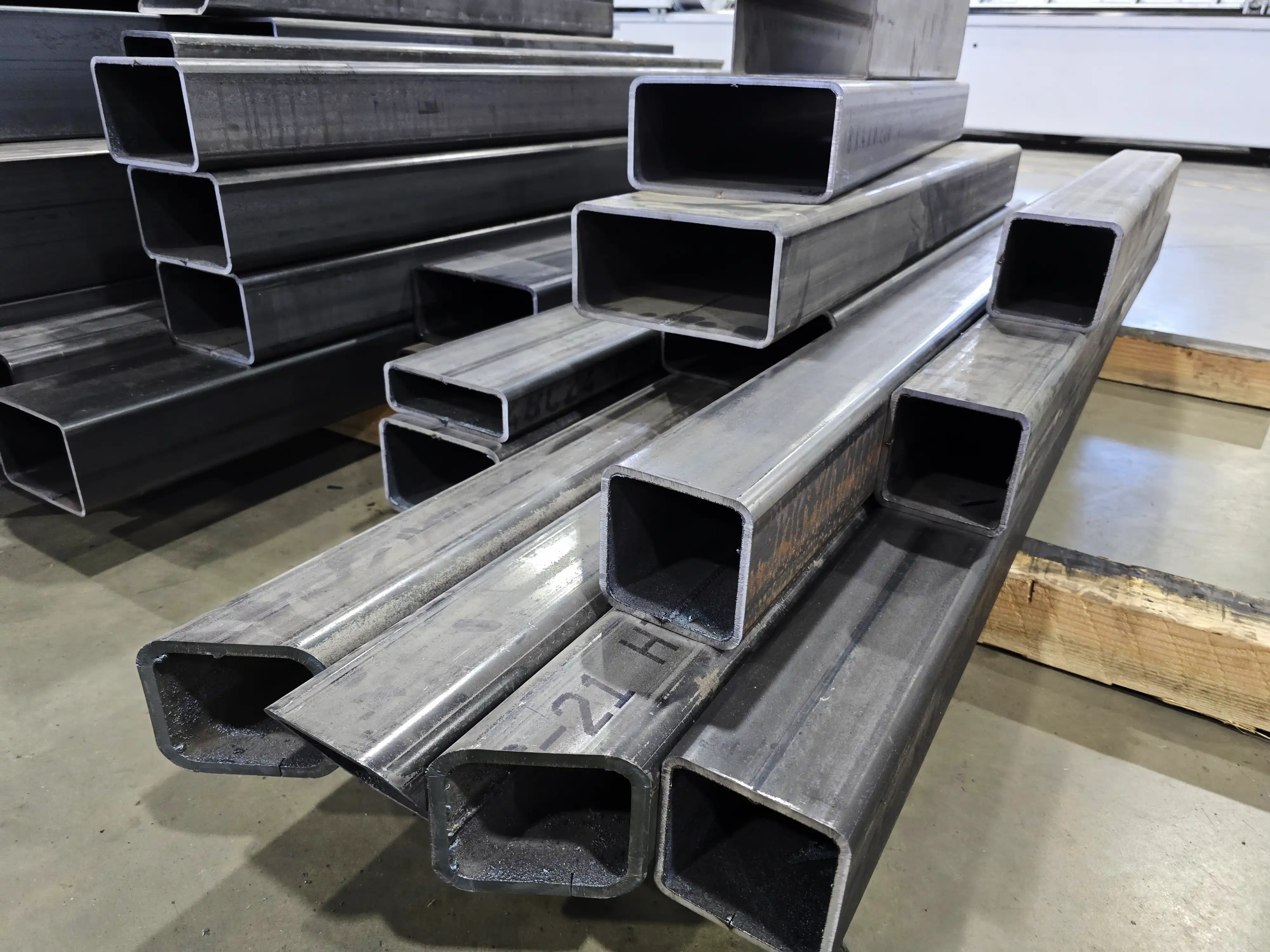 Stack of A500 steel rectangular tubes