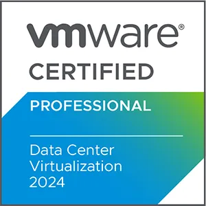 VMware Certified Professional Data Center Virtualization 2024 badge.