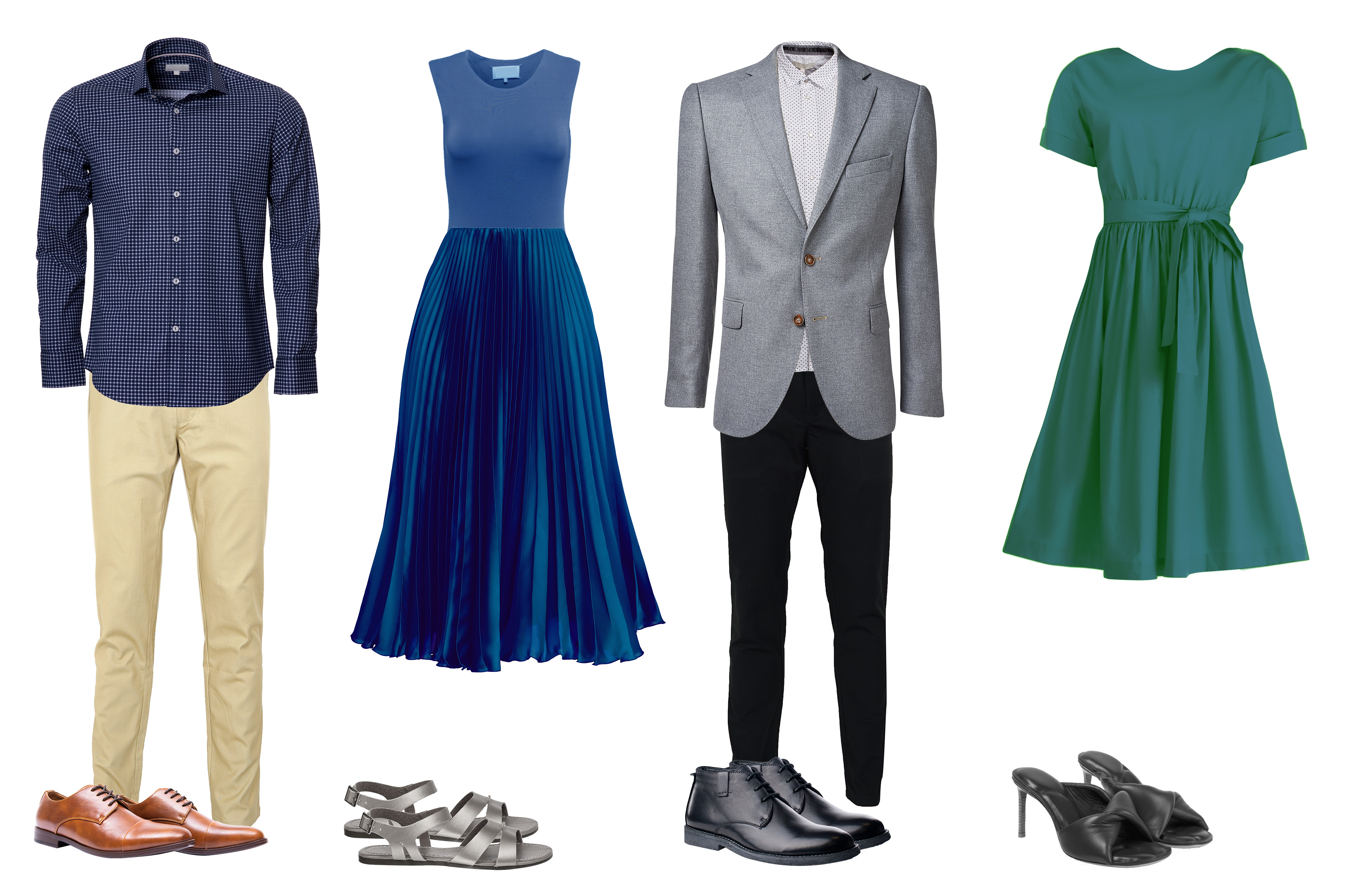 Examples of cocktail attire for participants.