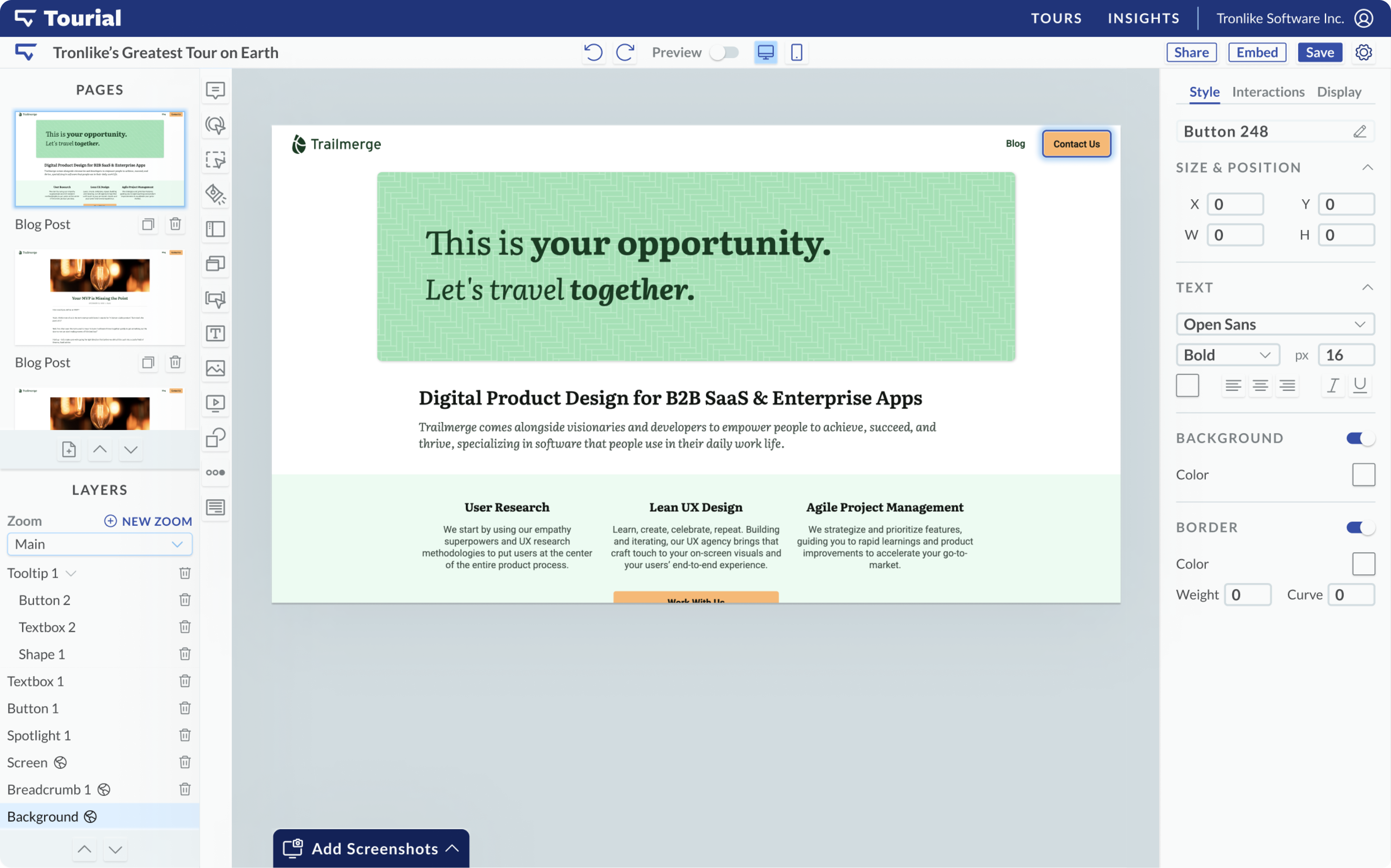 Tourial builder example