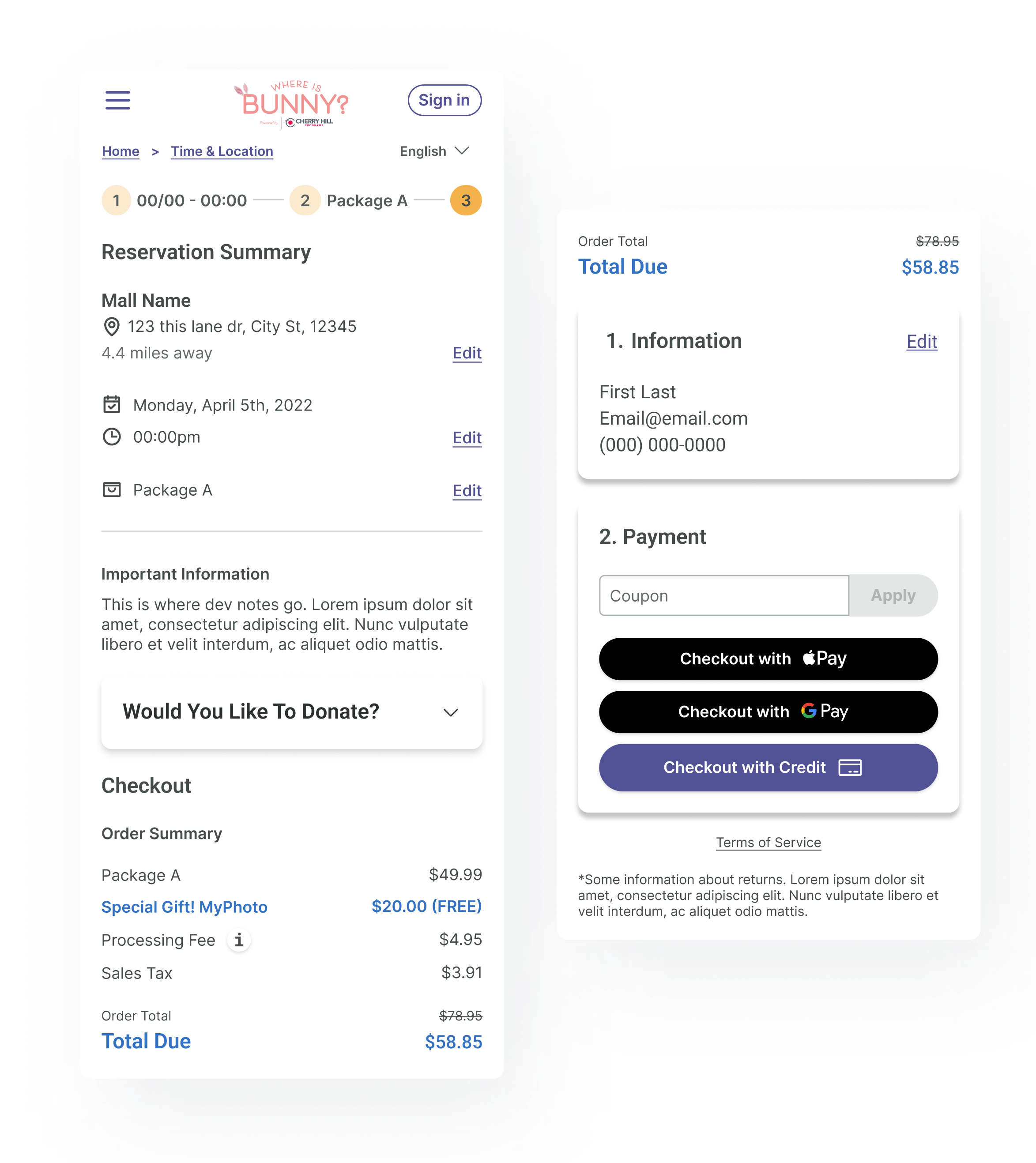 Mobile screen example