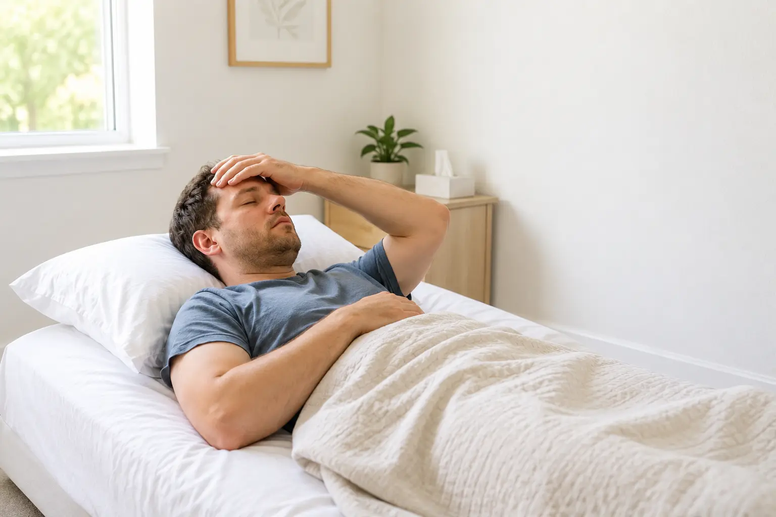 Man resting with a headache