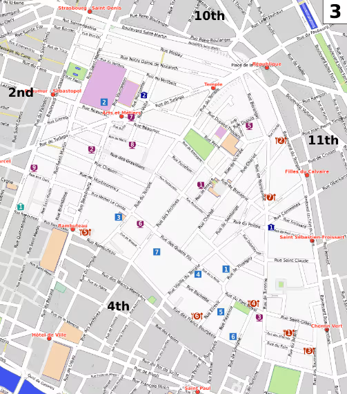 Paris 3rd arrondissement map