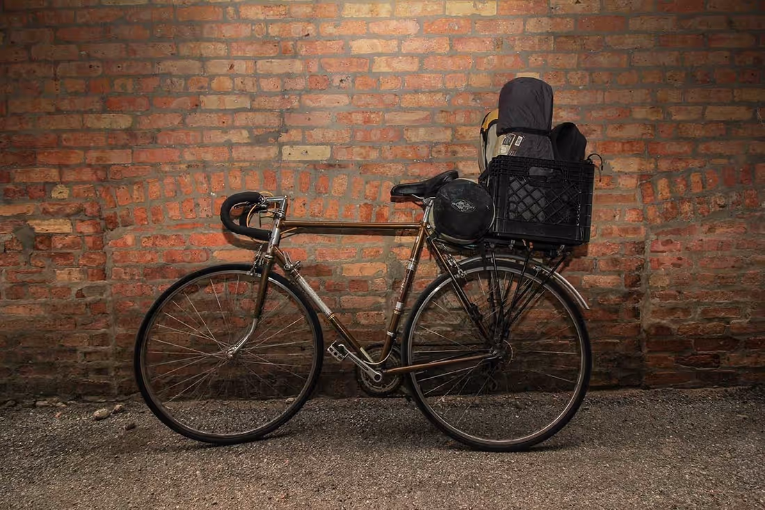 Back rack with crate. Bike camping with the Out Our Front Door Organization