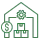 green icon of boxes in garage of home
