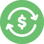 An icon with a dollar sign surrounded by a cycling arrow, suggesting financial cycles or flows.