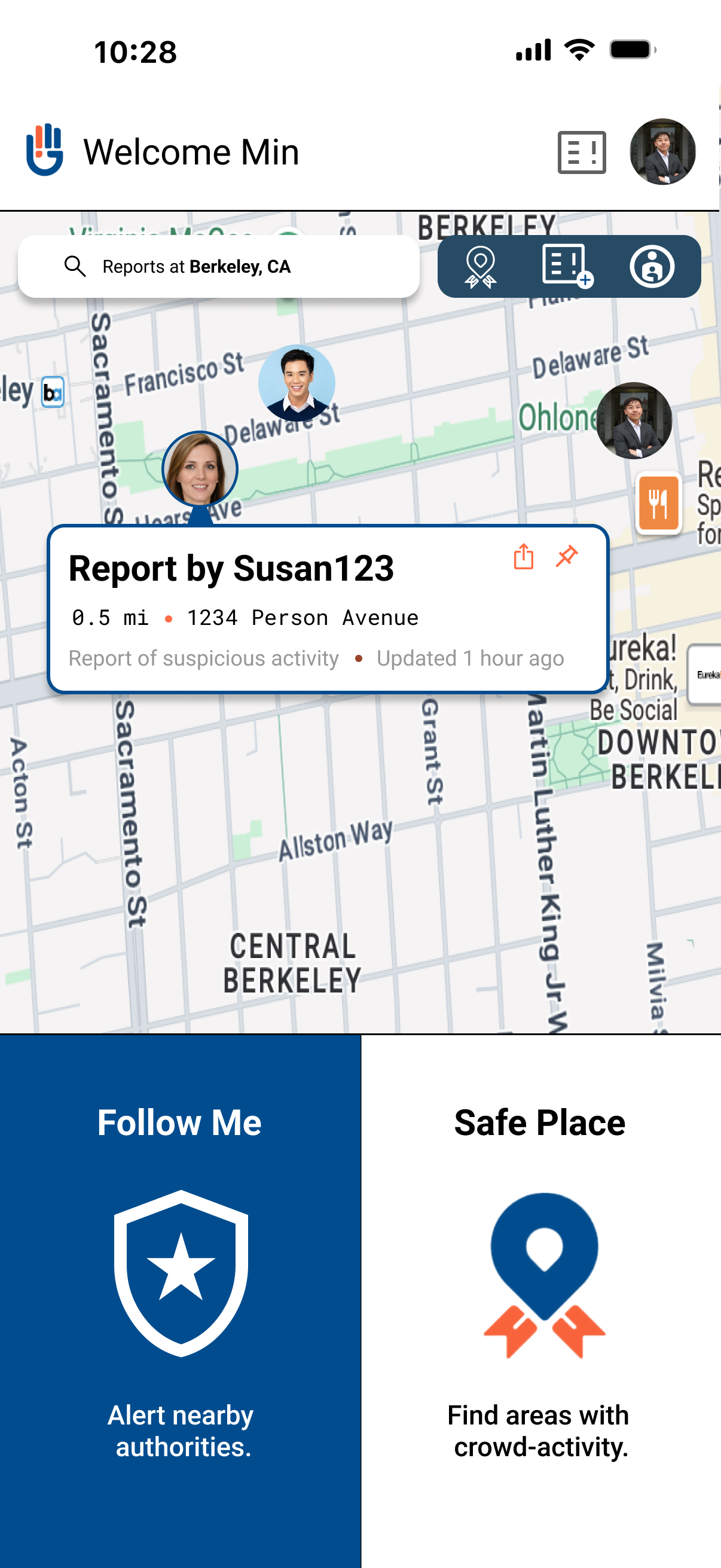 STP app screen with Follow Me active