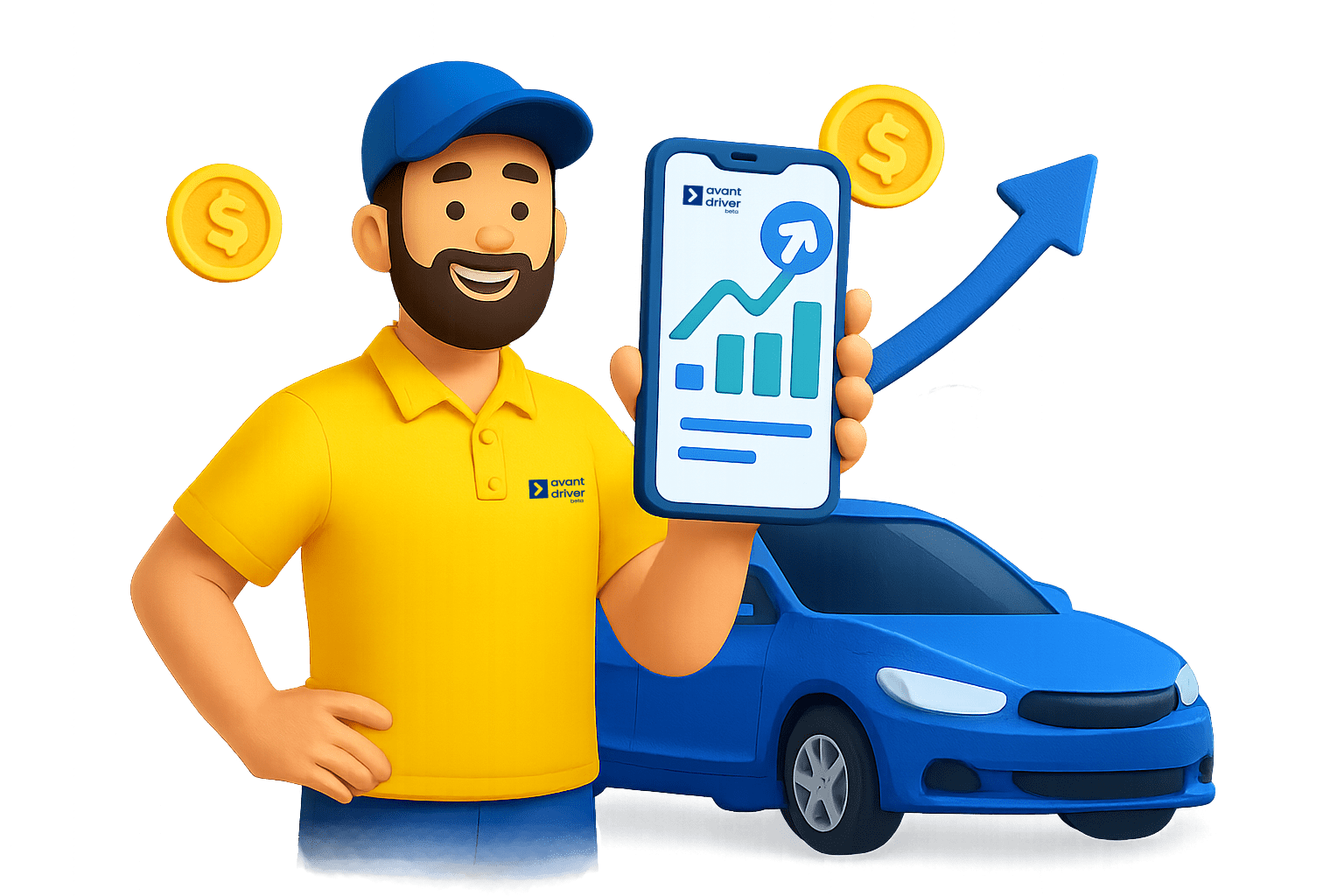 Motorista Avant Driver mostrando a tela do celular com lucro real