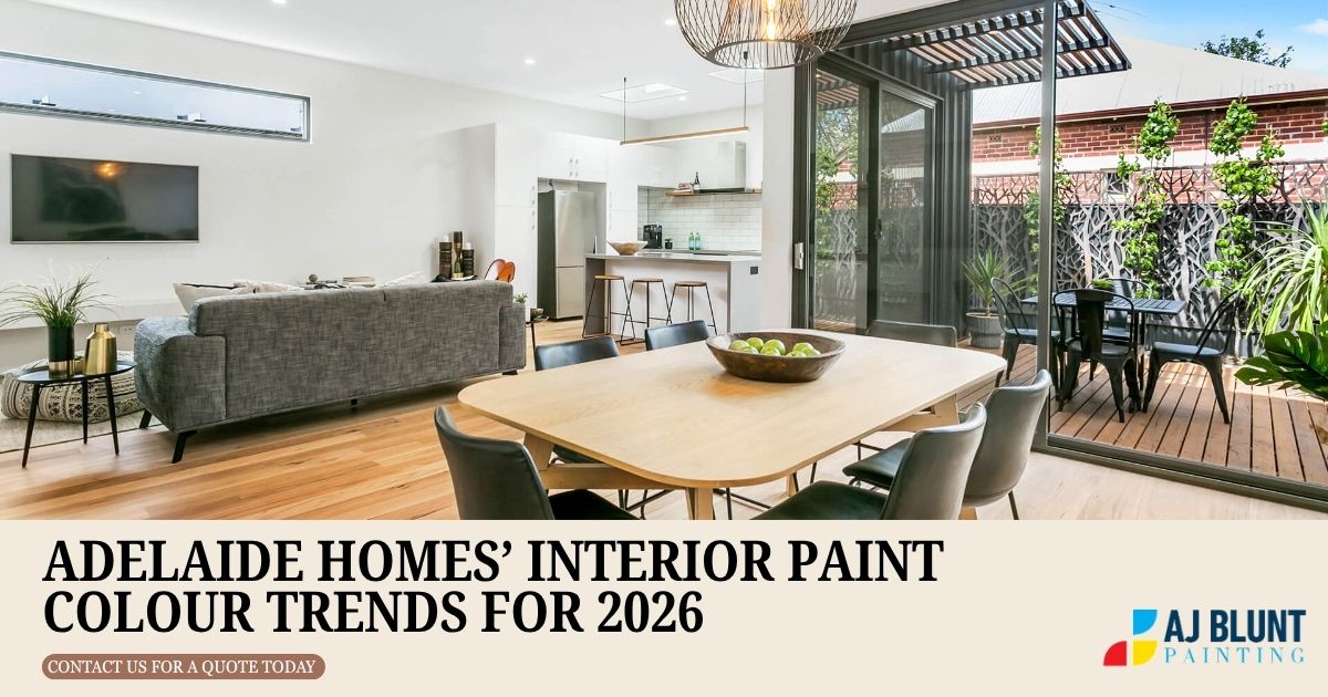 Warm-neutral Adelaide interior with earthy greens, layered whites and natural timber — 2026 colour trends