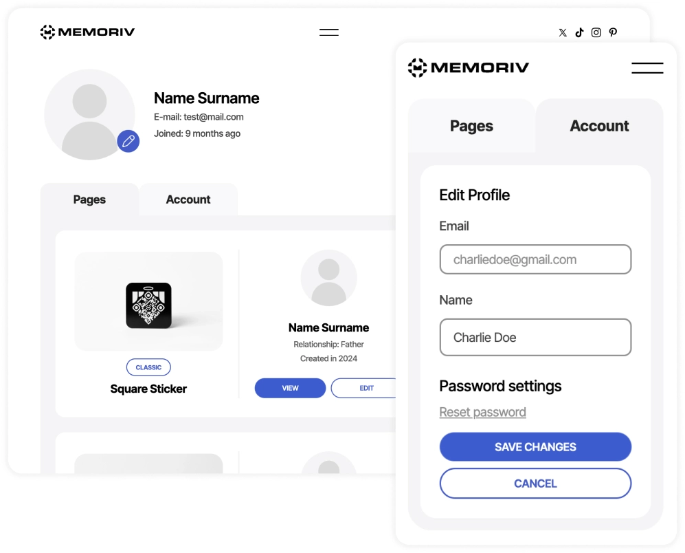 a person holding memoriv sticker