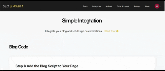 An SEO blog being added to a website with 2 lines of code.