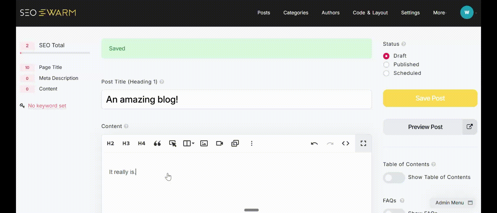 SEO blog editor
