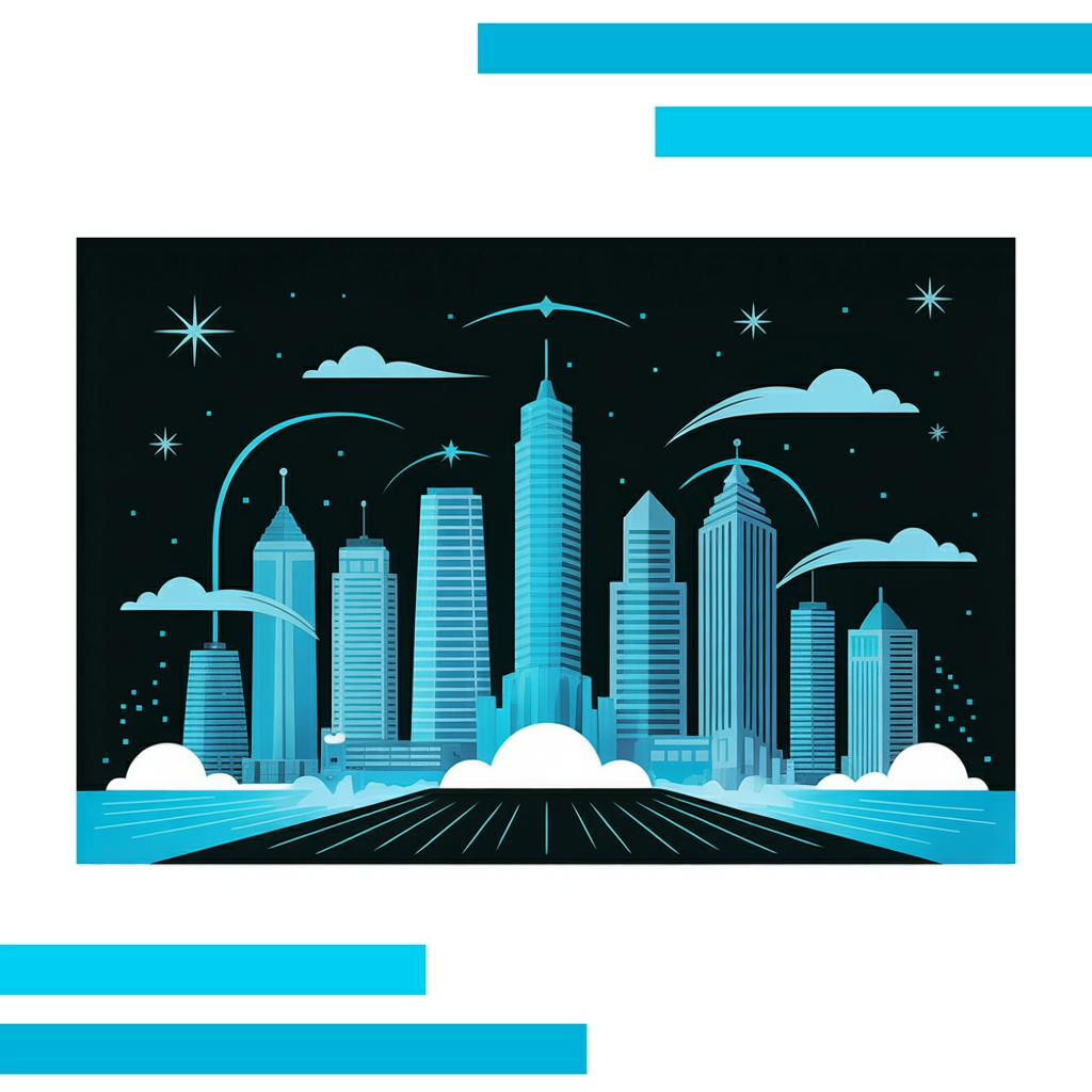 Vibrant Phoenix cityscape with ten futuristic skyscrapers symbolizing top search engine optimization companies Phoenix.