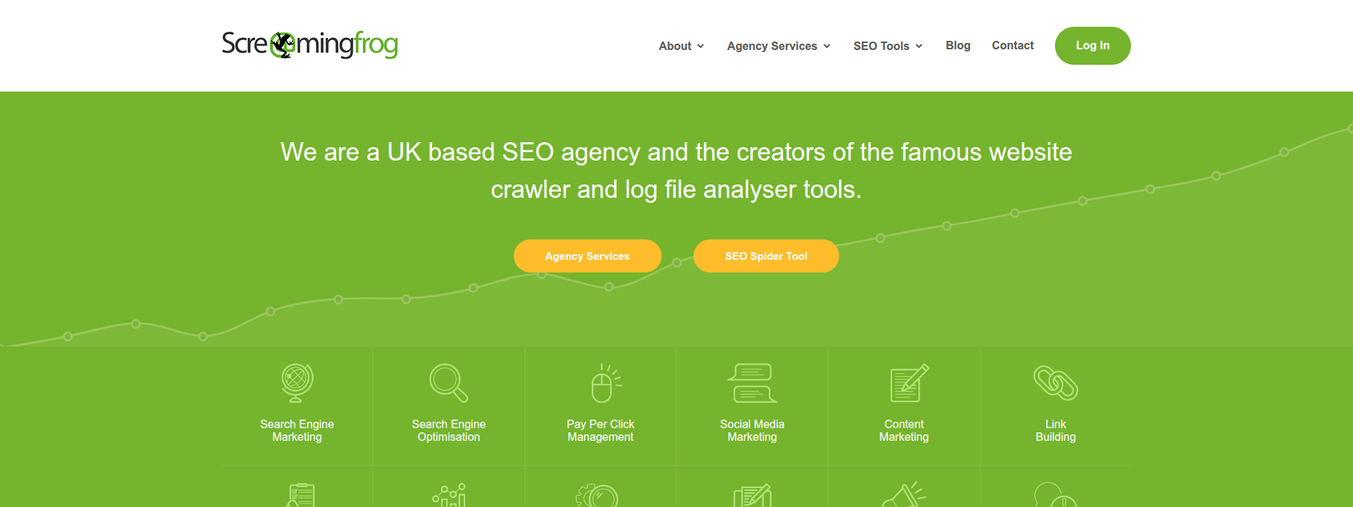Screaming Frog homepage displaying the main hero section