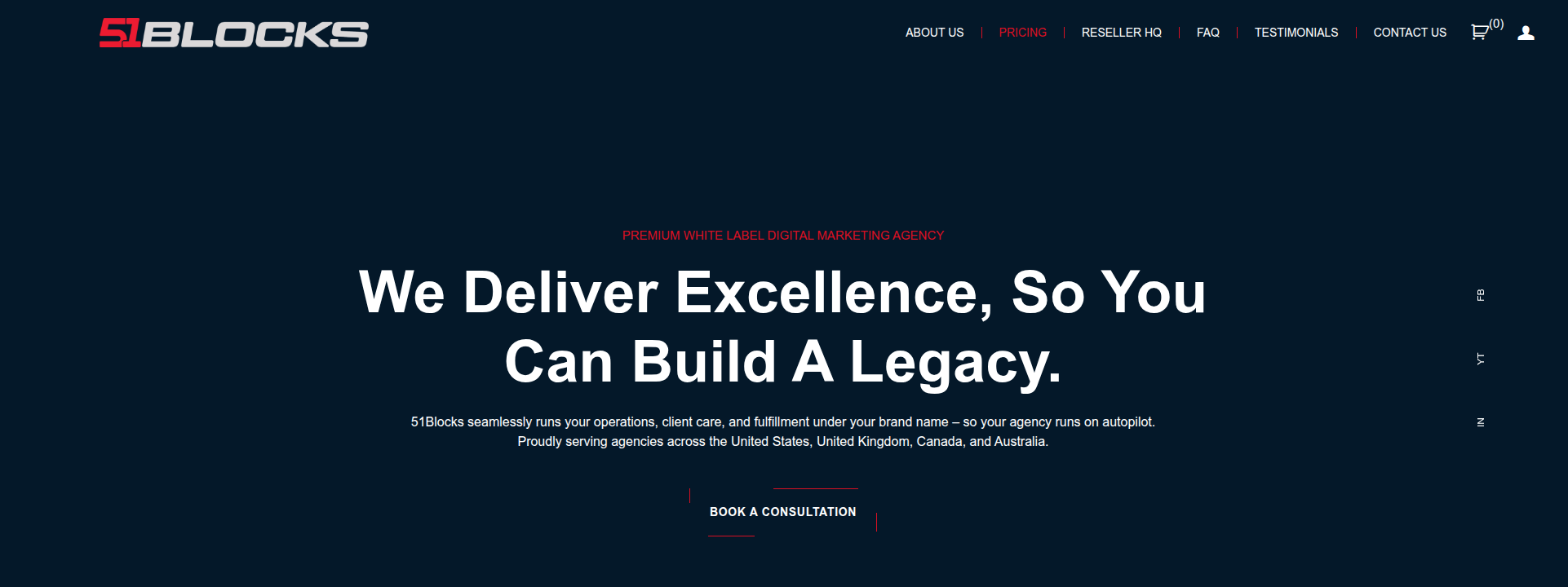 51Blocks homepage hero section displaying main information