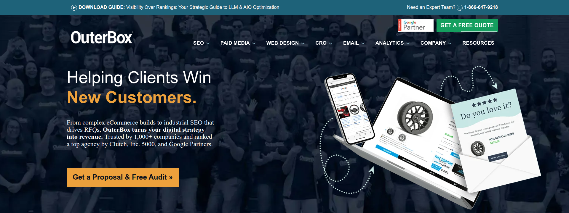 OuterBox homepage displaying the main hero section