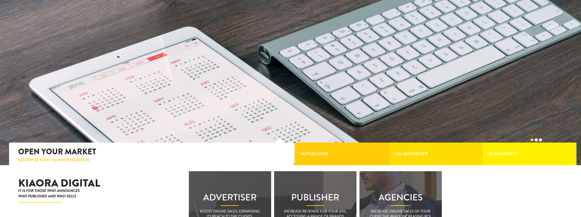 Kia Ora Digital homepage hero section displaying main information