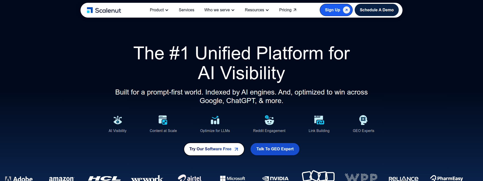 Scalenut homepage hero section displaying main information