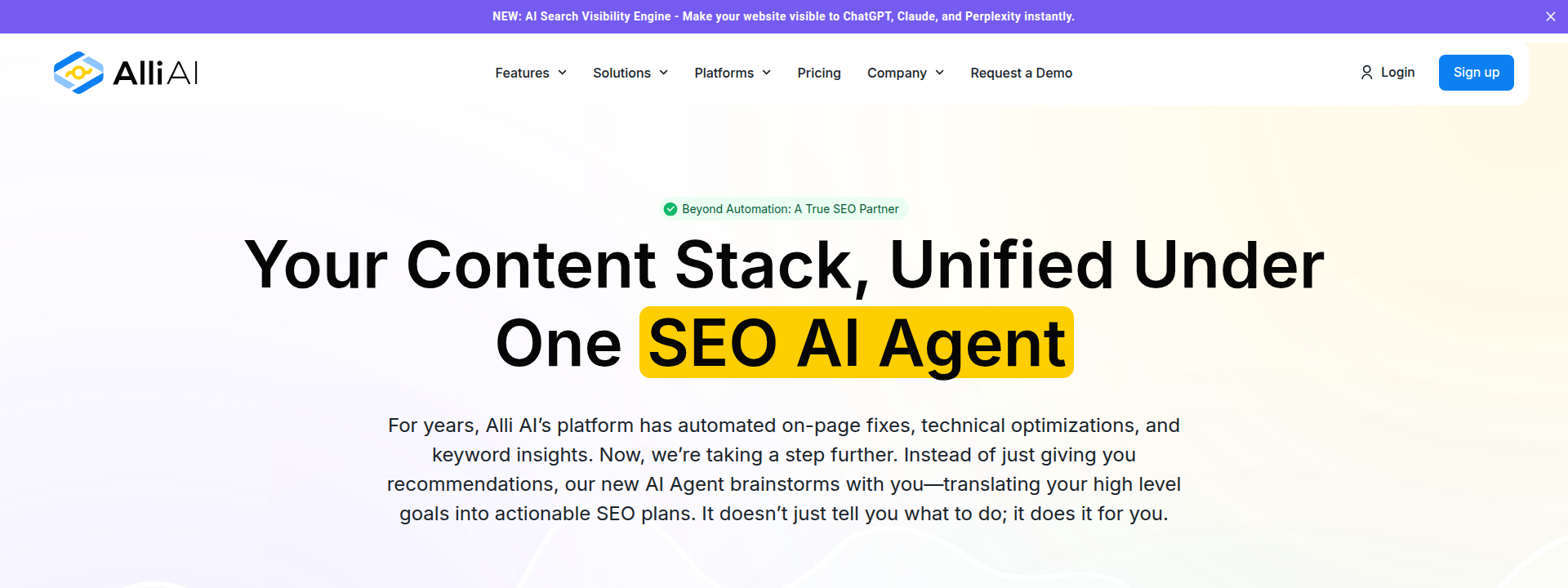 Alli AI product interface displaying hero information