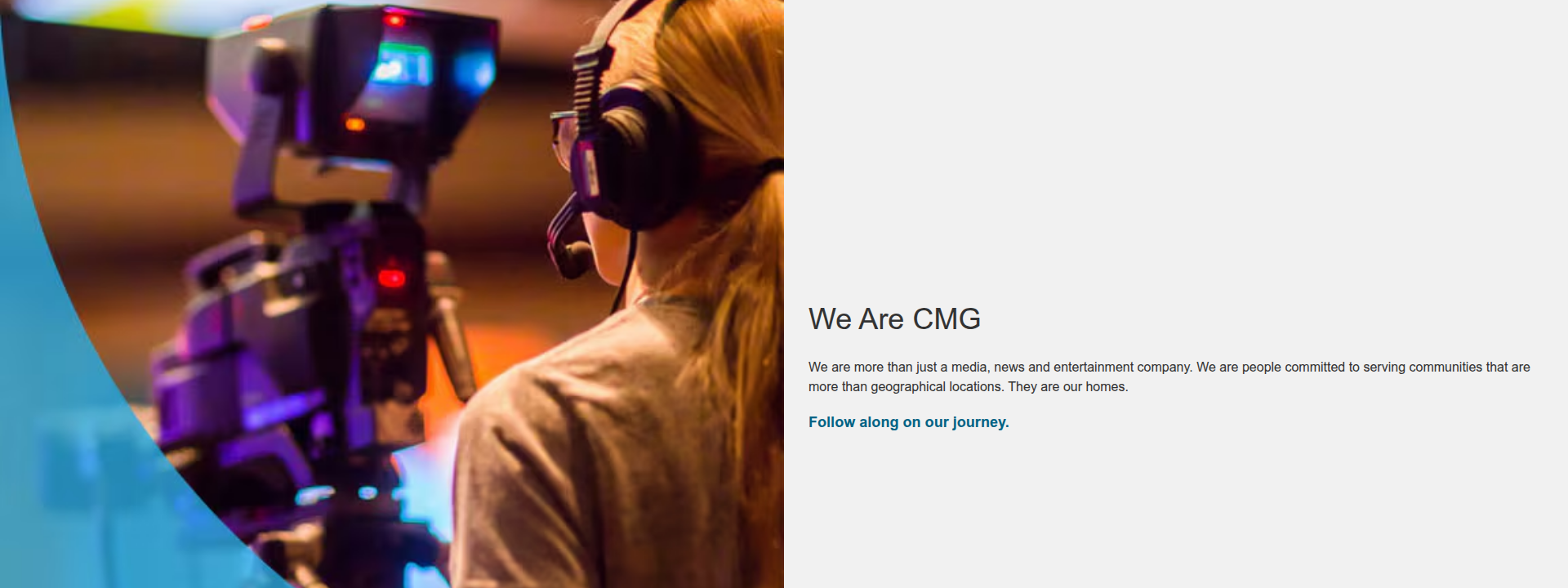[Media Group Name] homepage hero section displaying main information