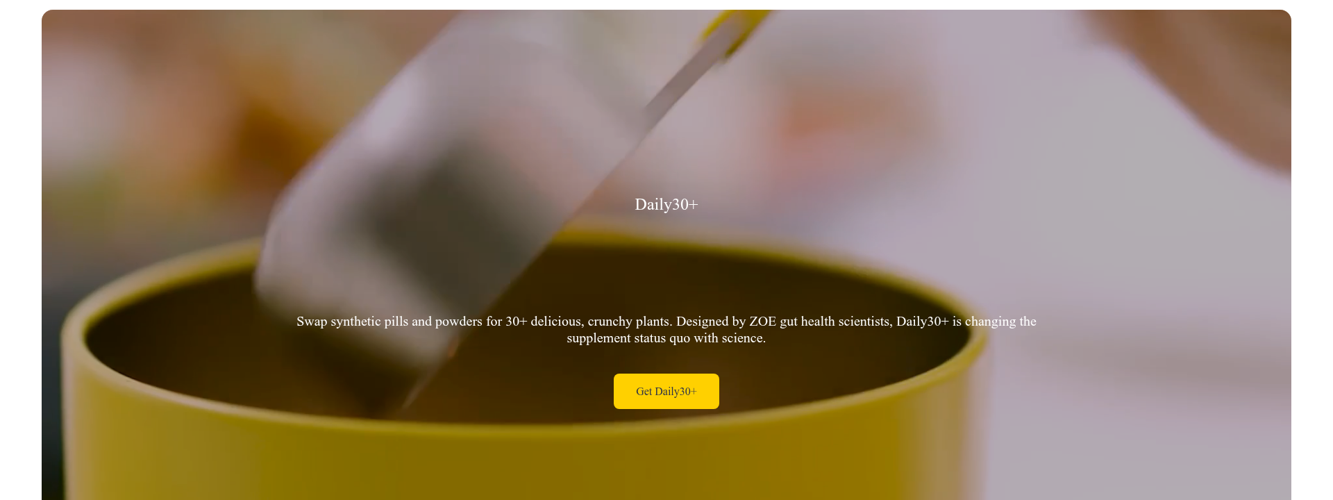 ZOE homepage displaying the main hero information section