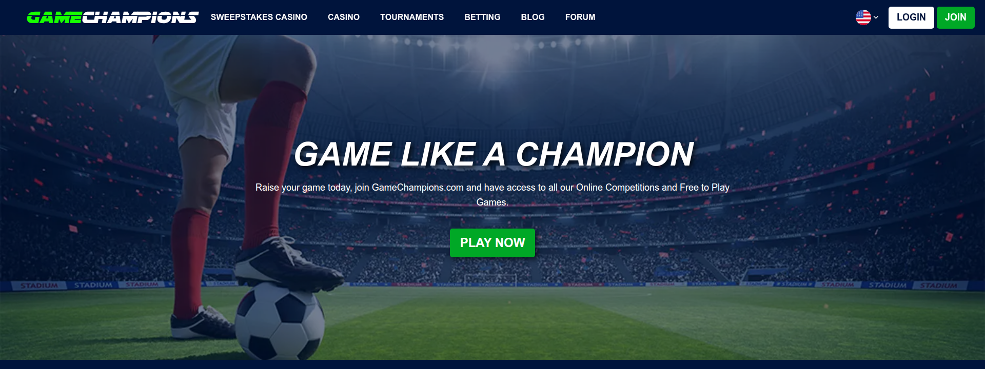 GameChampions homepage displaying hero information section