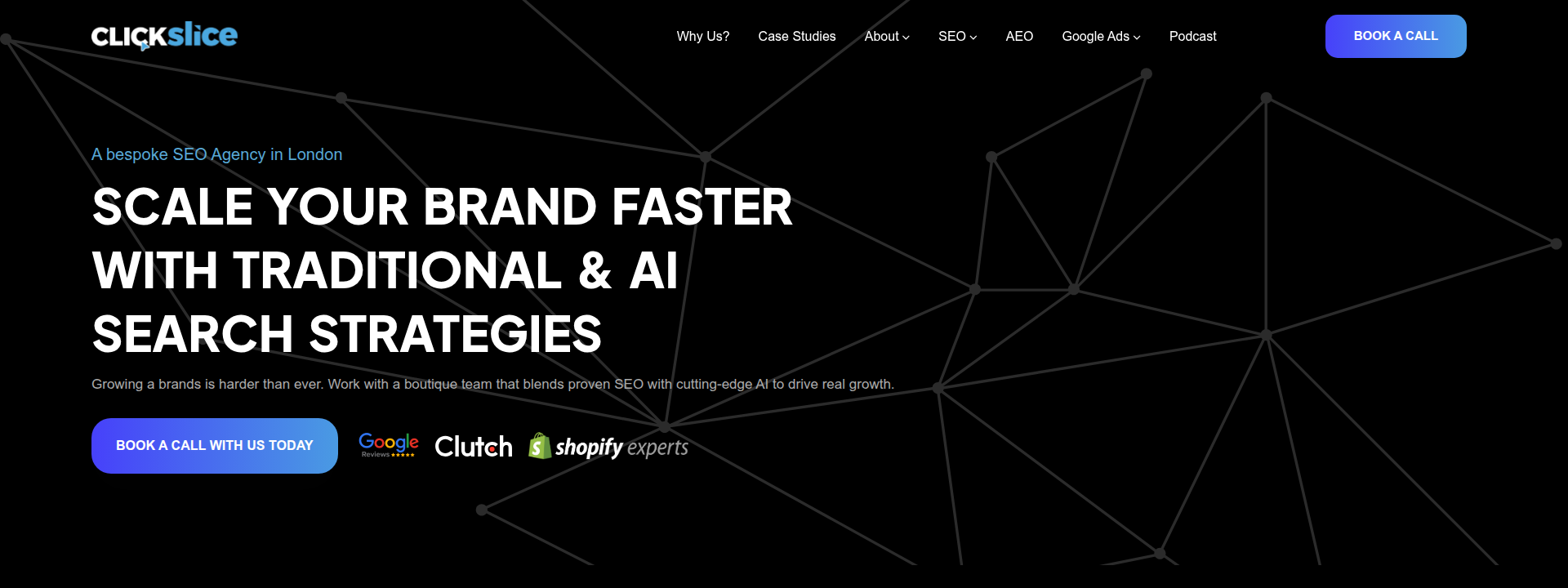 ClickSlice homepage hero section displaying main information