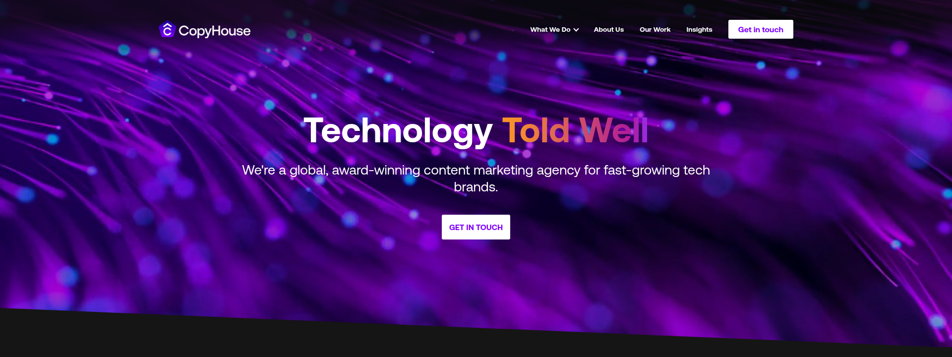 Copy House homepage hero section displaying main information