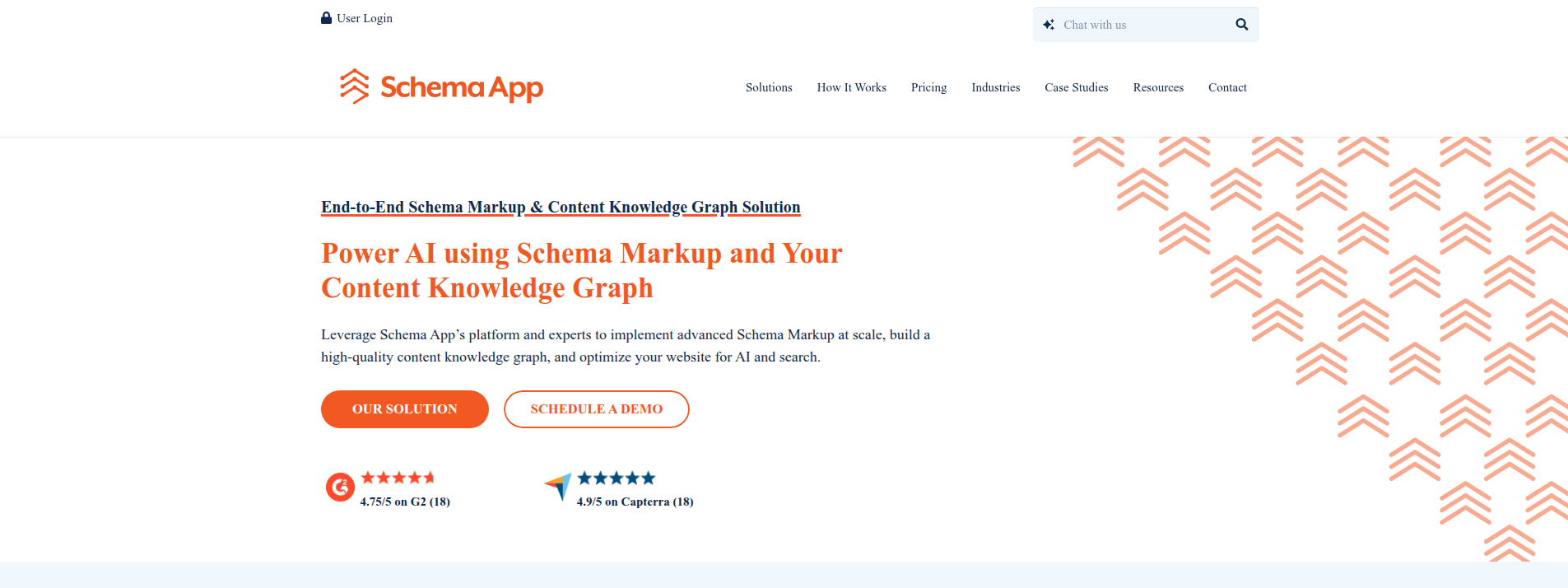 Schema App homepage displaying hero section information