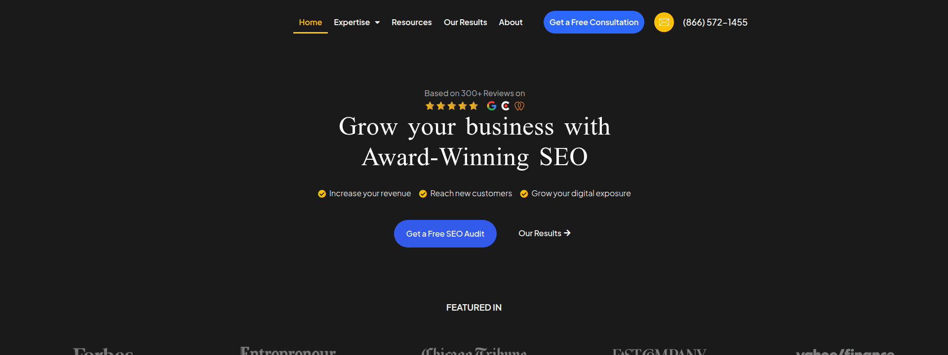 Scott Keever SEO homepage hero section displaying main information