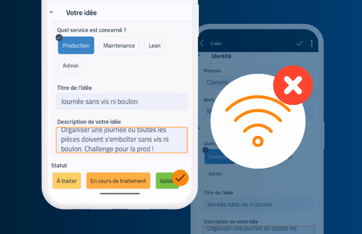 Interface mobile de la boîte à idées digitale sur Flexio