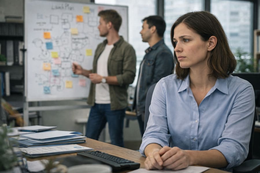 person in a meeting is dreaming about a structured job