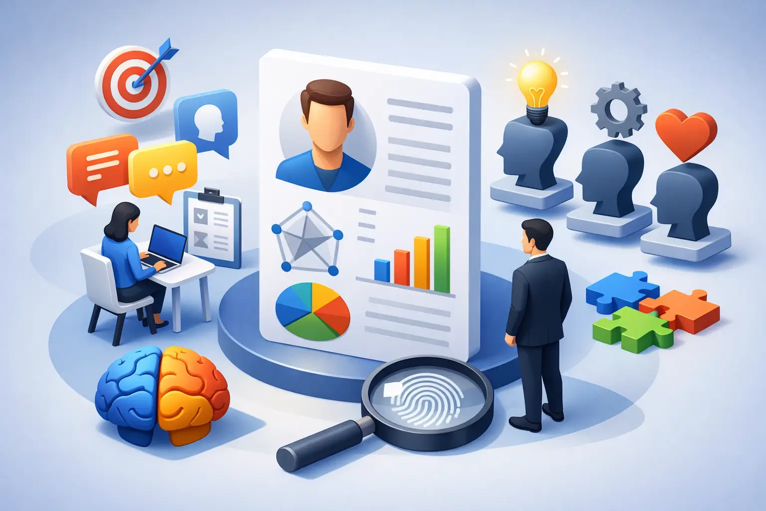 man looks at the confusion of a work personality report