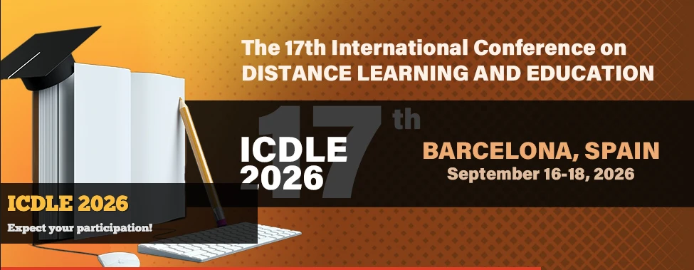ICDLE 2026 banner — 17th International Conference on Distance Learning and Education, Barcelona, Spain, September 16–18, 2026