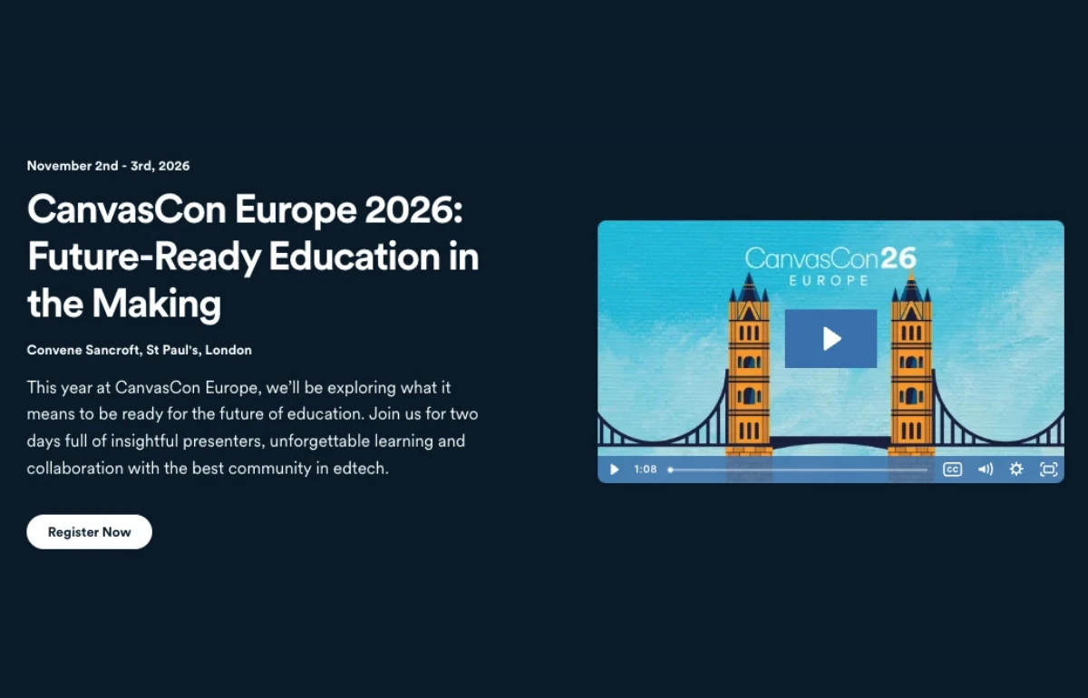 CanvasCon Europe 2026 banner, 2 to 3 November, London, with a Tower Bridge illustration.