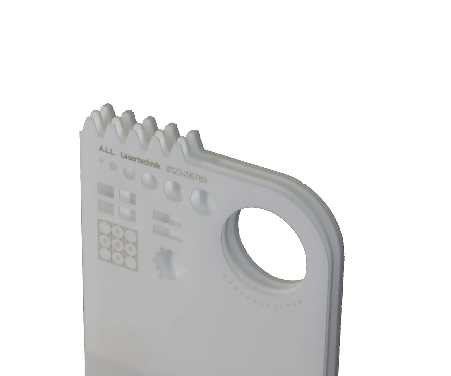 Aluminiumoxid mit Laser geschnitten in 3 mm, 1 mm und 2 mm.