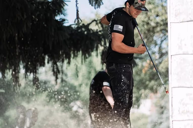 stampers crew power washing home exterior