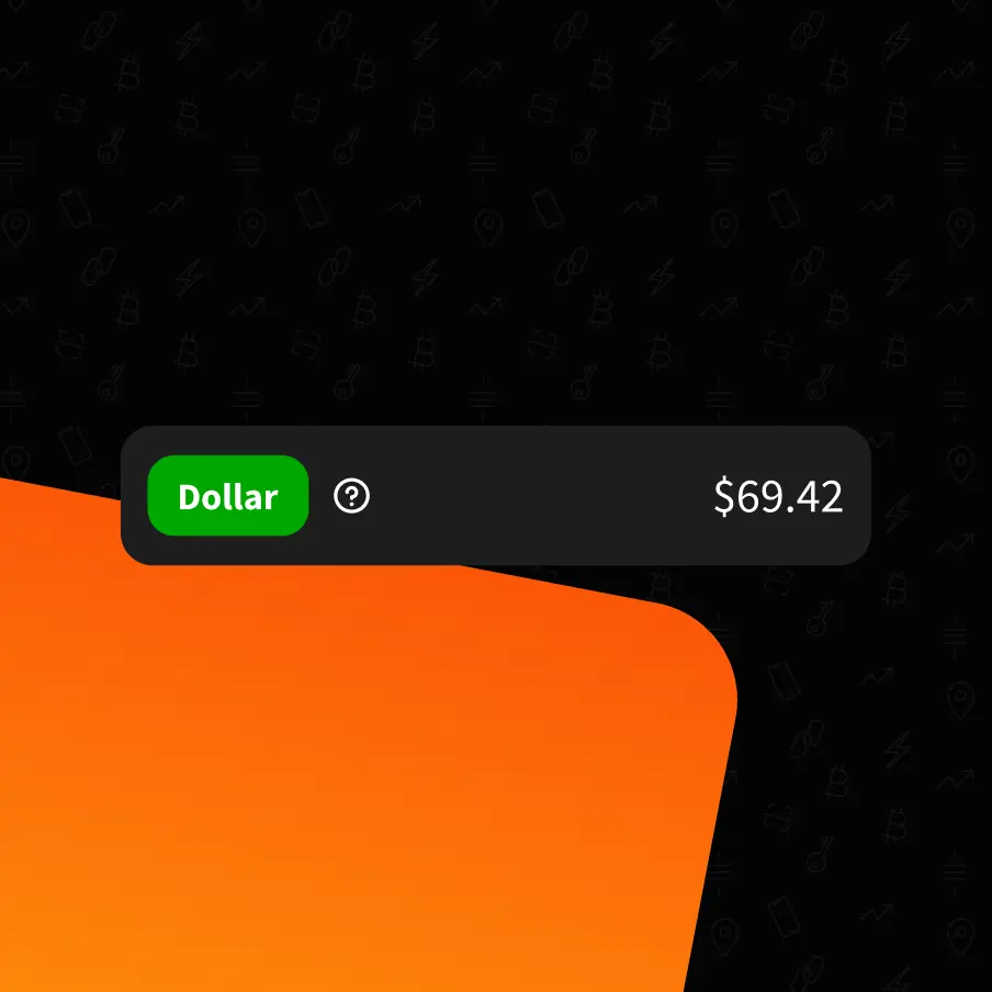 Écran d'accueil du portefeuille Blink montrant le compte bitcoin et le compte Stablesats Dollar